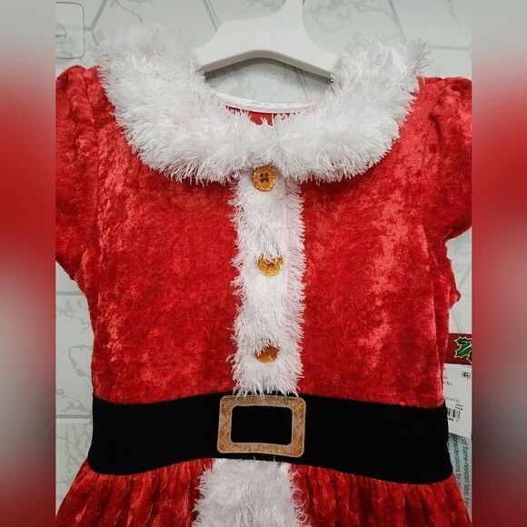 Nwt Girl's Crushed Holiday Red Velour Santa Christmas Nightgown, Gown, Size S 6 - Picture 5 of 5